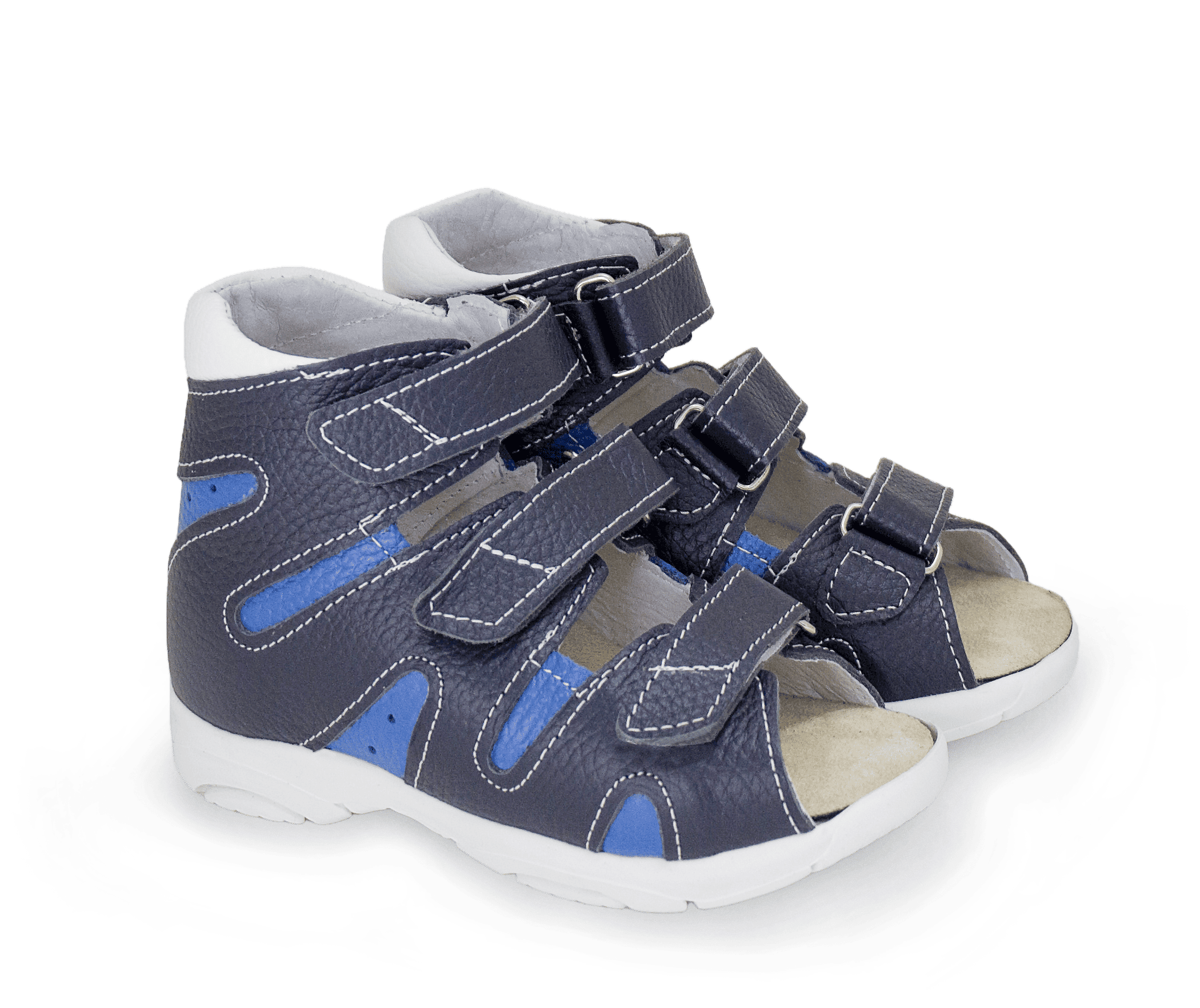 Сандалии ортопедические с открытым носом Орфея Б2-166-224-221-1 кожаные тёмно-синие фото 5